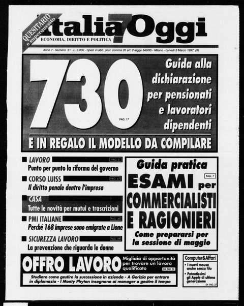 Italia oggi : quotidiano di economia finanza e politica